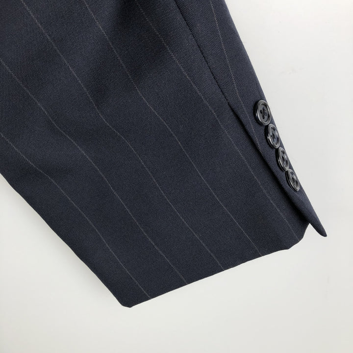 Burberry's Striped Wool Tailored Jacket, Made in USA, Men's Size Medium wool navy blue type Vintage Second Hand
