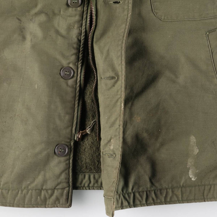 1980'S US Military A-2 Military Deck Jacket, Made in USA, X-LARGE (46-48), Men's XL equivalent, Vintage Nylon Khaki type Vintage Second Hand