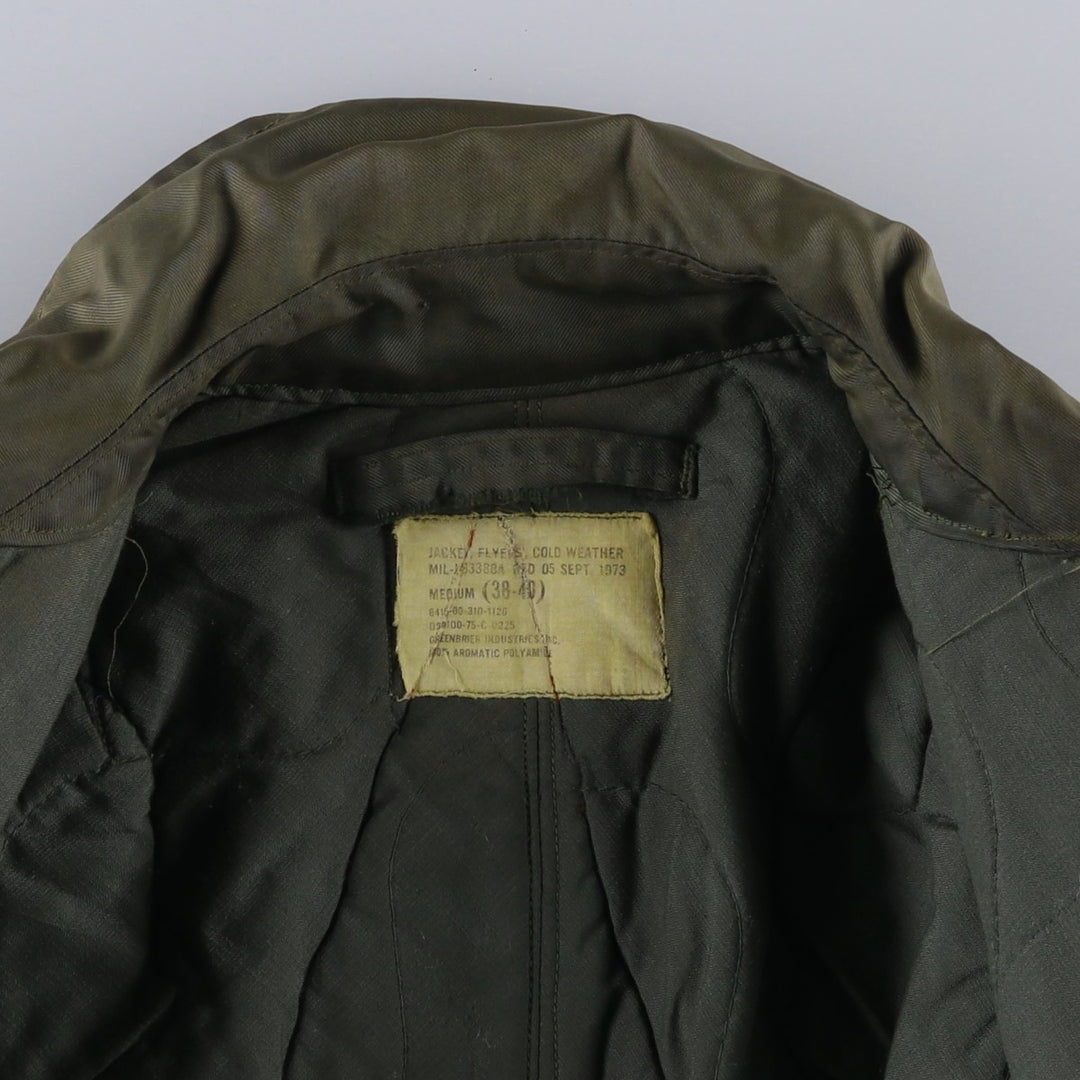 70's US military actual product CWU-45 Aromatic polyamide Khaki type Vintage Second Hand