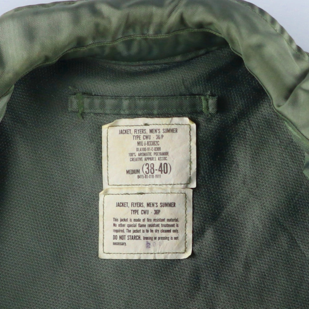 Authentic US military issue, 1990'S military flight jacket, made in USA, men's size M equivalent. Aramid Khaki type Vintage Second Hand