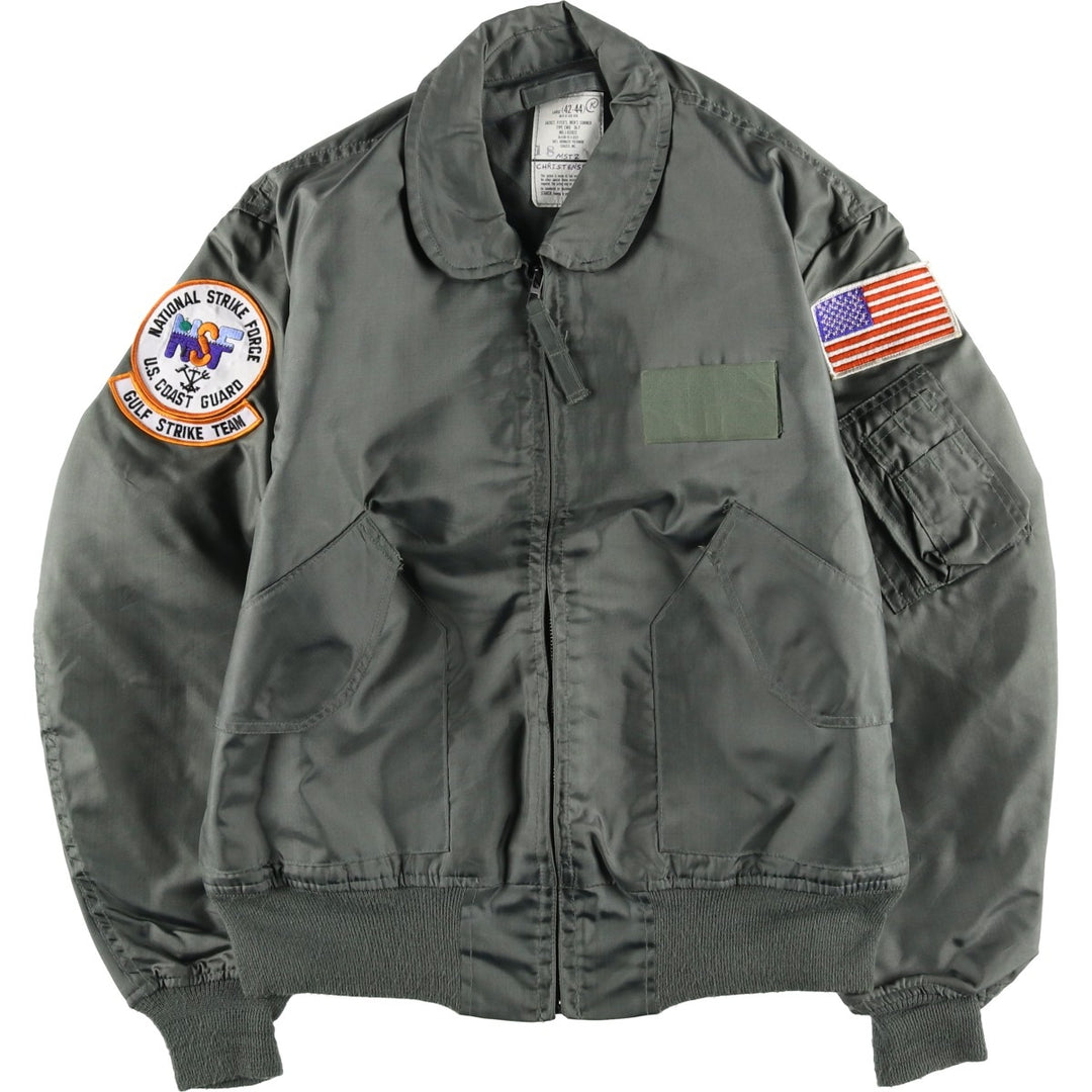 Authentic US military issue, 1990'S military flight jacket, made in USA, men's size L equivalent. polyamide Khaki type Vintage Second Hand