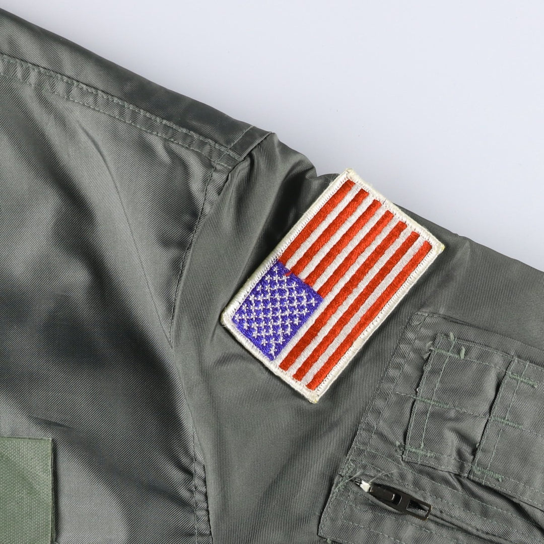 Authentic US military issue, 1990'S military flight jacket, made in USA, men's size L equivalent. polyamide Khaki type Vintage Second Hand