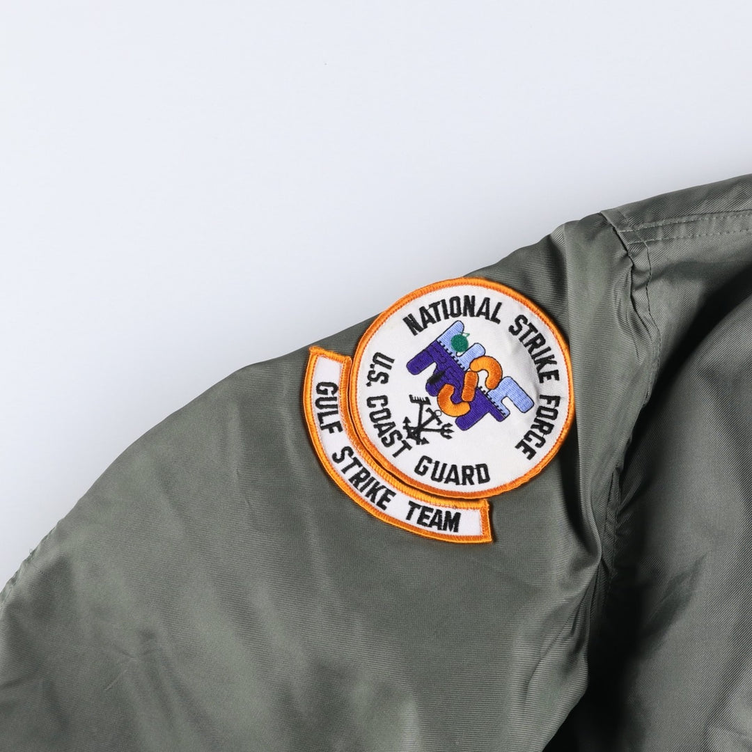Authentic US military issue, 1990'S military flight jacket, made in USA, men's size L equivalent. polyamide Khaki type Vintage Second Hand