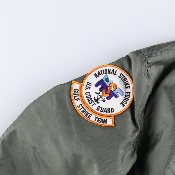 Authentic US military issue, 1990'S military flight jacket, made in USA, men's size L equivalent. polyamide Khaki type Vintage Second Hand