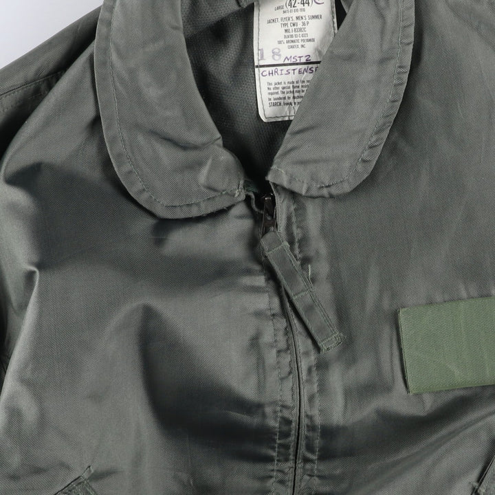 Authentic US military issue, 1990'S military flight jacket, made in USA, men's size L equivalent. polyamide Khaki type Vintage Second Hand