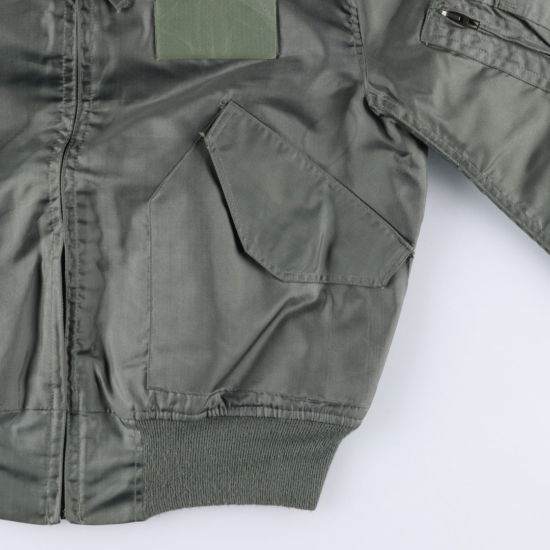 Authentic US military issue, 1990'S military flight jacket, made in USA, men's size L equivalent. polyamide Khaki type Vintage Second Hand