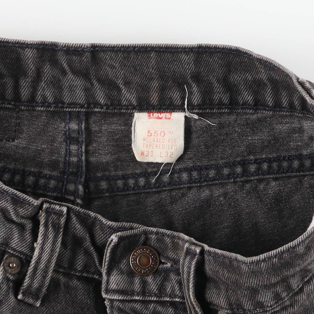 90'S Levi's 550 Relaxed Fit Tapered Leg Black Denim Tapered Denim Pants, Women's Size L (W30 equivalent) cotton black type Vintage Second Hand