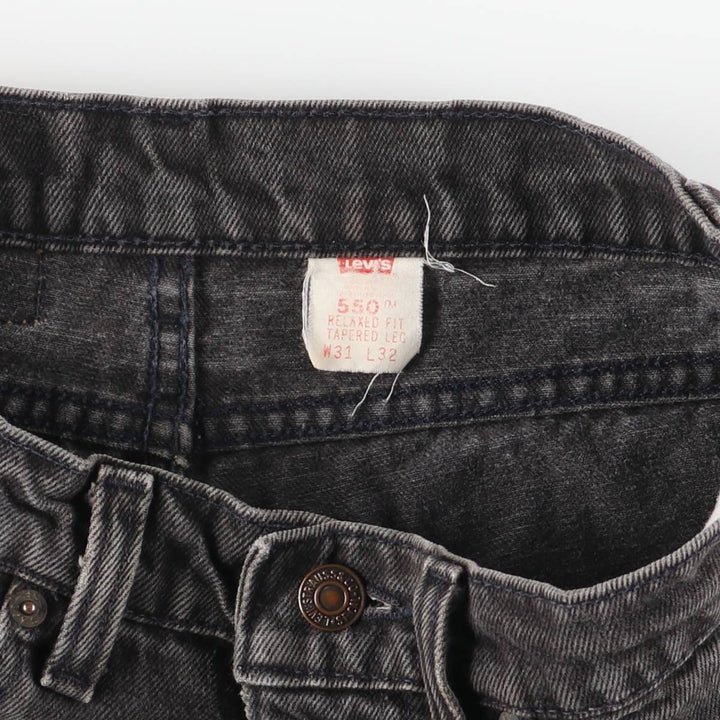 90'S Levi's 550 Relaxed Fit Tapered Leg Black Denim Tapered Denim Pants, Women's Size L (W30 equivalent) cotton black type Vintage Second Hand