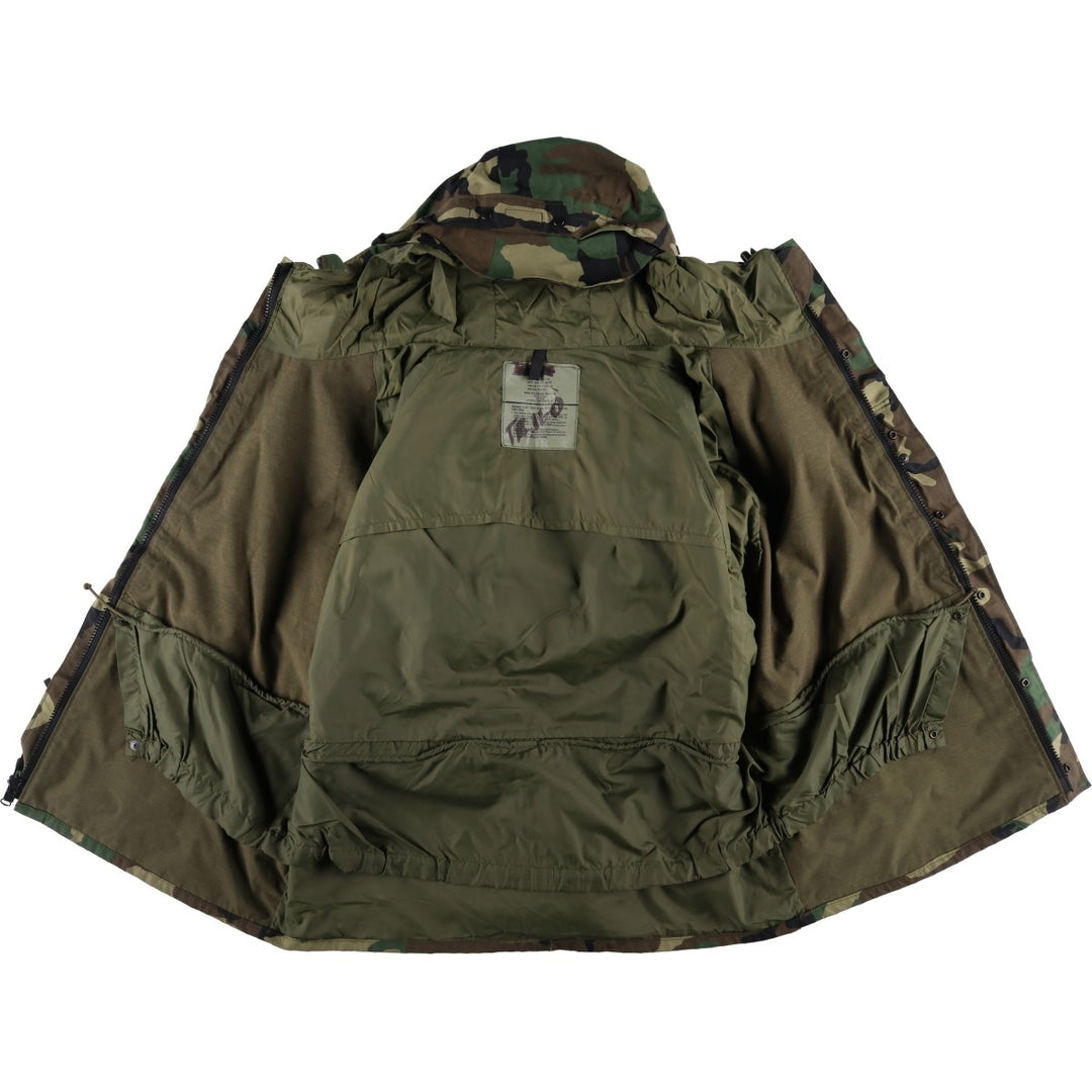 2000'S US Military Issue Woodland Camo ECWCS 1st GEN Late Model Military Gore-Tex Parka Made in USA X-LARGE-REGULAR Nylon Khaki type Vintage Second Hand