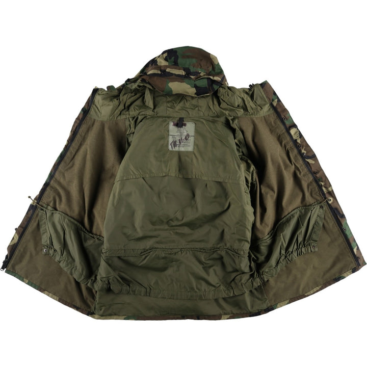 2000'S US Military Issue Woodland Camo ECWCS 1st GEN Late Model Military Gore-Tex Parka Made in USA X-LARGE-REGULAR Nylon Khaki type Vintage Second Hand