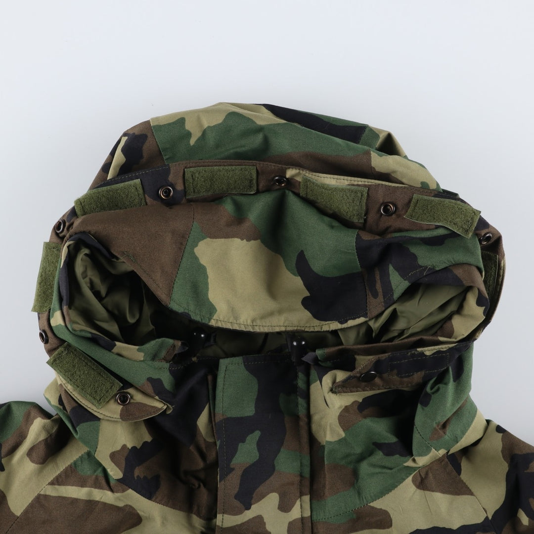 2000'S US Military Issue Woodland Camo ECWCS 1st GEN Late Model Military Gore-Tex Parka Made in USA X-LARGE-REGULAR Nylon Khaki type Vintage Second Hand