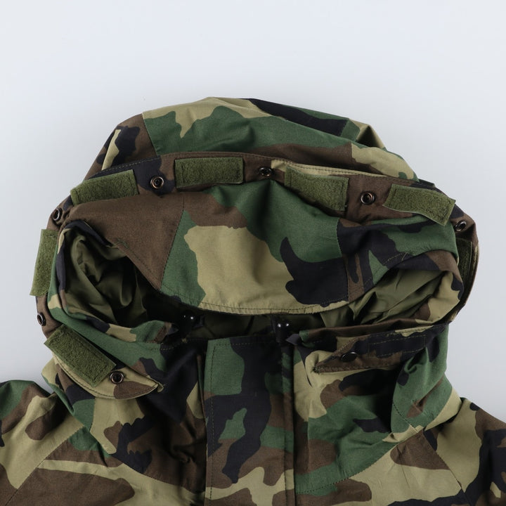 2000'S US Military Issue Woodland Camo ECWCS 1st GEN Late Model Military Gore-Tex Parka Made in USA X-LARGE-REGULAR Nylon Khaki type Vintage Second Hand
