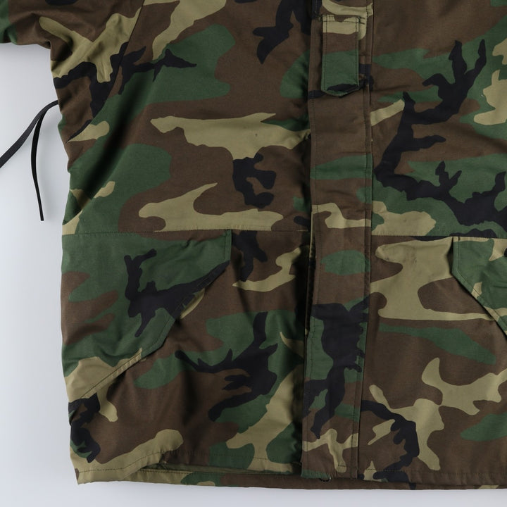 2000'S US Military Issue Woodland Camo ECWCS 1st GEN Late Model Military Gore-Tex Parka Made in USA X-LARGE-REGULAR Nylon Khaki type Vintage Second Hand