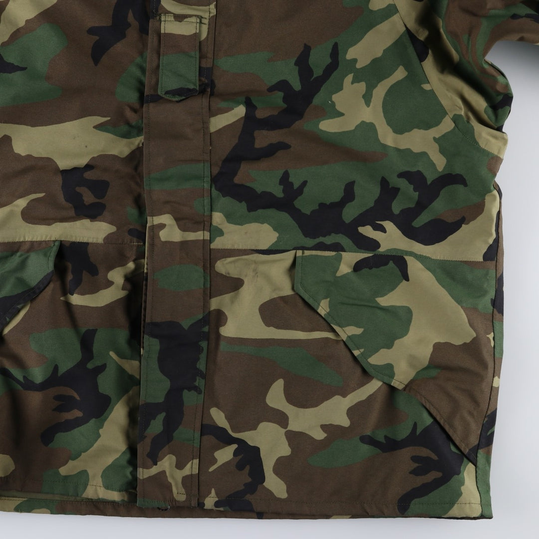 2000'S US Military Issue Woodland Camo ECWCS 1st GEN Late Model Military Gore-Tex Parka Made in USA X-LARGE-REGULAR Nylon Khaki type Vintage Second Hand