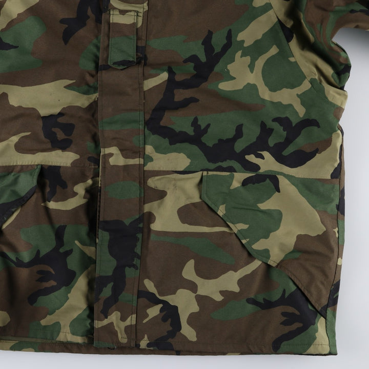2000'S US Military Issue Woodland Camo ECWCS 1st GEN Late Model Military Gore-Tex Parka Made in USA X-LARGE-REGULAR Nylon Khaki type Vintage Second Hand