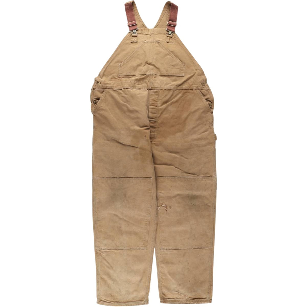 Carhartt Double Knee Duck Overalls, Made in USA, Men's Size W47 (approx.) cotton Beige type Vintage Second Hand