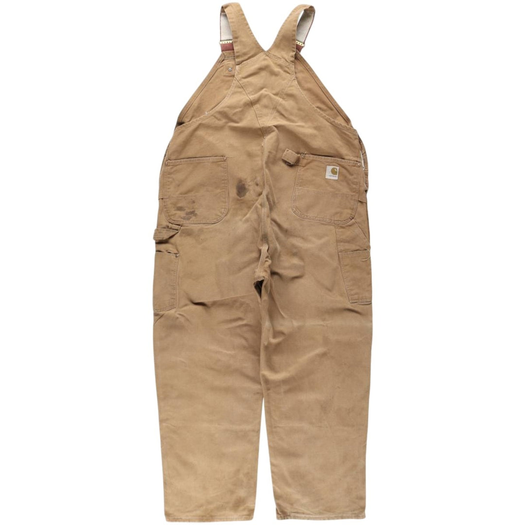 Carhartt Double Knee Duck Overalls, Made in USA, Men's Size W47 (approx.) cotton Beige type Vintage Second Hand
