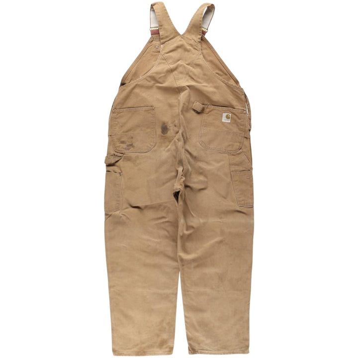 Carhartt Double Knee Duck Overalls, Made in USA, Men's Size W47 (approx.) cotton Beige type Vintage Second Hand