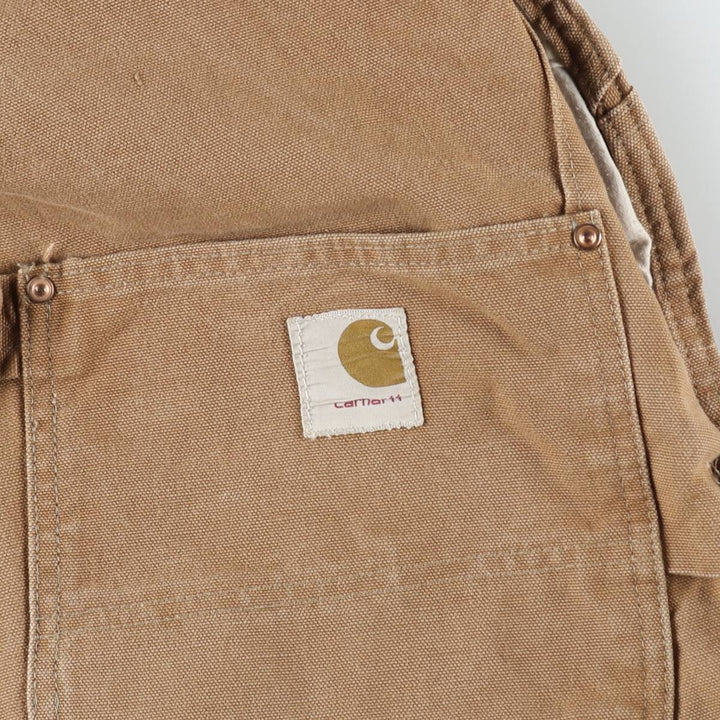 Carhartt Double Knee Duck Overalls, Made in USA, Men's Size W47 (approx.) cotton Beige type Vintage Second Hand