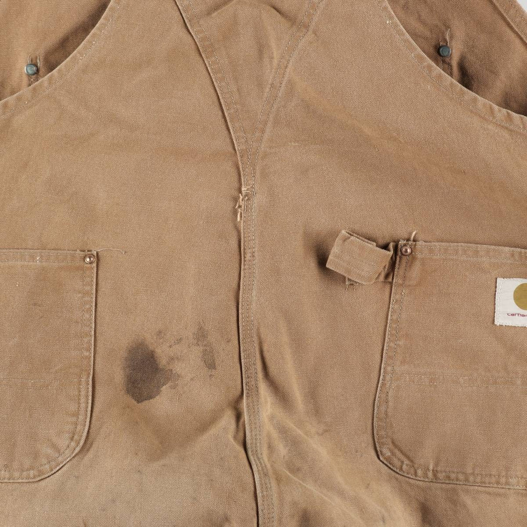 Carhartt Double Knee Duck Overalls, Made in USA, Men's Size W47 (approx.) cotton Beige type Vintage Second Hand
