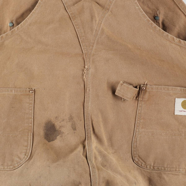 Carhartt Double Knee Duck Overalls, Made in USA, Men's Size W47 (approx.) cotton Beige type Vintage Second Hand