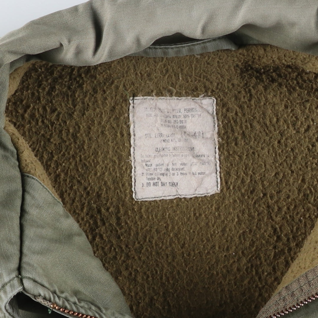 Genuine US military A-2 military deck jacket, large size (46-48), equivalent to men's size L, vintage. Nylon Khaki type Vintage Second Hand