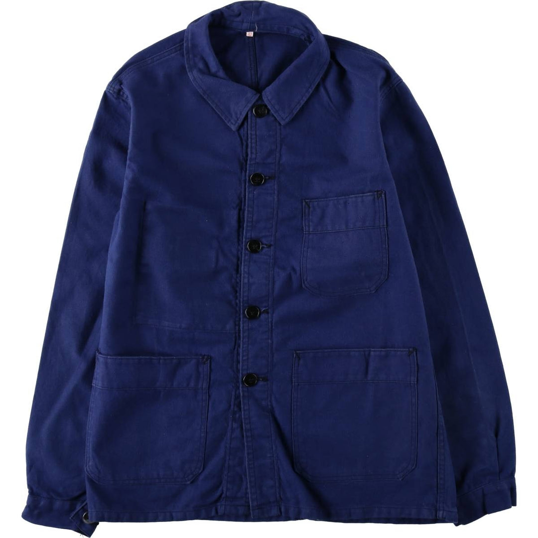 1950s-1960'S Adolphe Lafont French Work Jacket, Euro Work Jacket, Made in France, Men's Size M (approx.), Vintage unclear navy blue type Vintage Second Hand