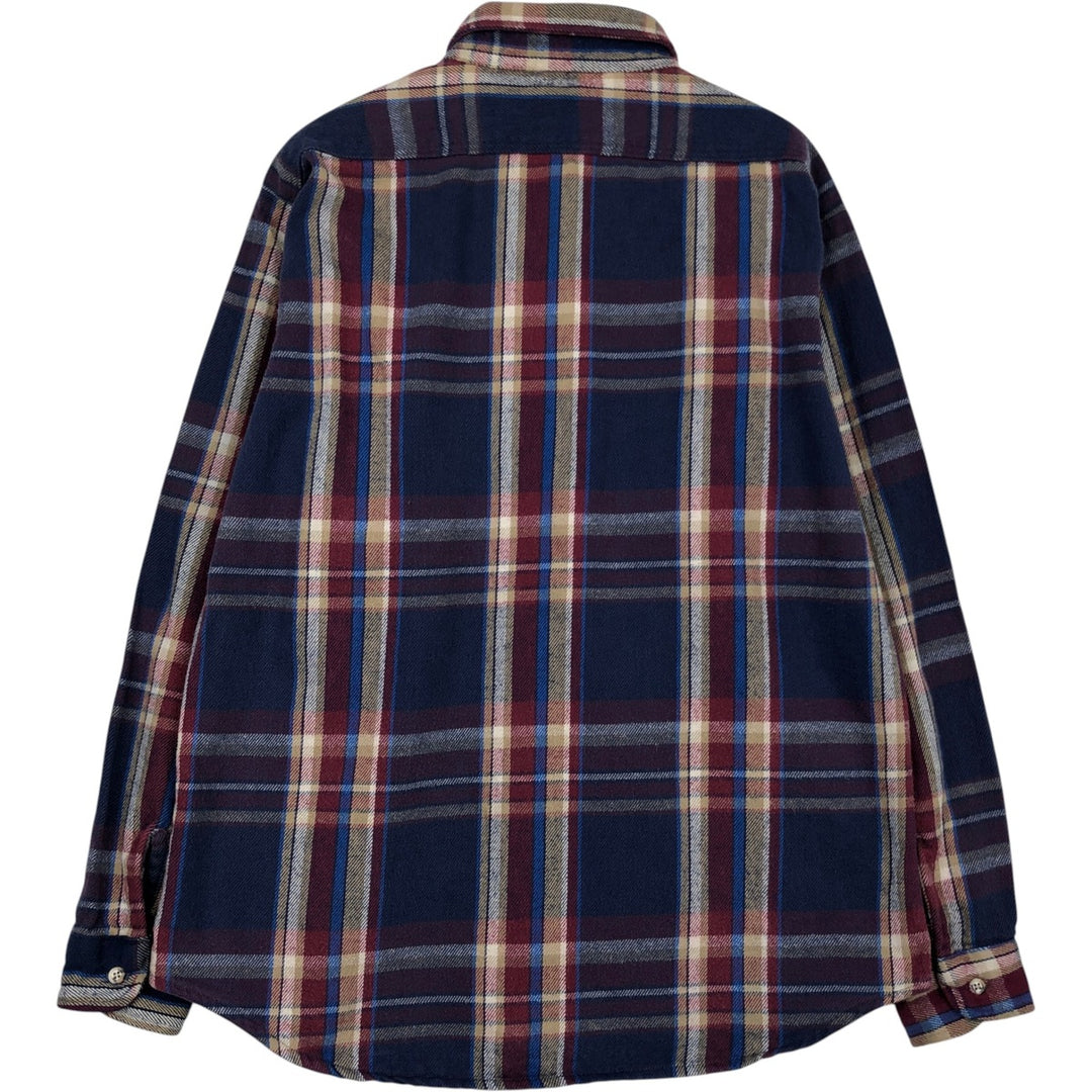 Vintage 70s-80'S Five Brother long-sleeved flannel plaid shirt, made in the USA, men's size XL cotton navy blue type Vintage Second Hand