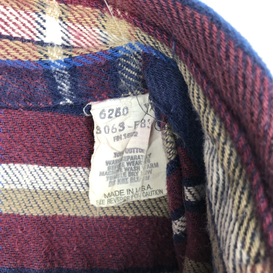 Vintage 70s-80'S Five Brother long-sleeved flannel plaid shirt, made in the USA, men's size XL cotton navy blue type Vintage Second Hand