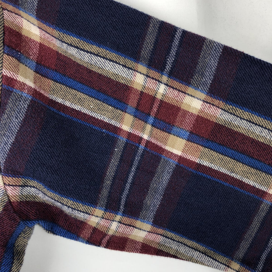 Vintage 70s-80'S Five Brother long-sleeved flannel plaid shirt, made in the USA, men's size XL cotton navy blue type Vintage Second Hand