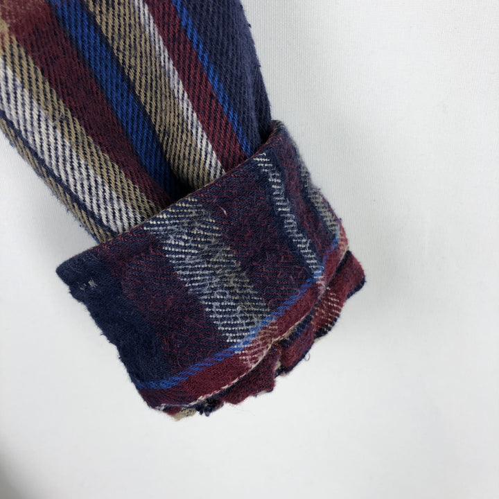 Vintage 70s-80'S Five Brother long-sleeved flannel plaid shirt, made in the USA, men's size XL cotton navy blue type Vintage Second Hand
