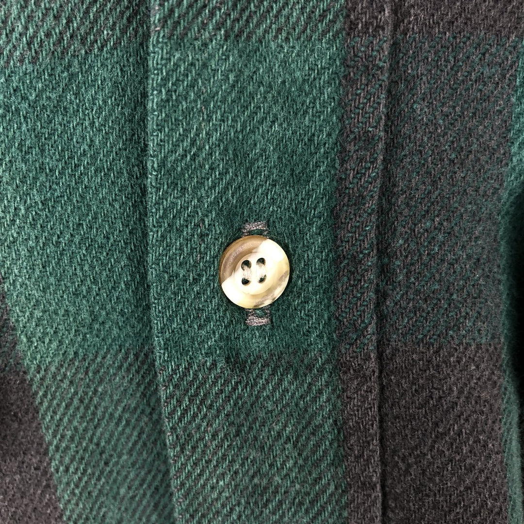 90'S Five Brother Buffalo Check Long-Sleeve Heavy Flannel Check Shirt, Men's Size XL (approx.) unclear green type Vintage Second Hand