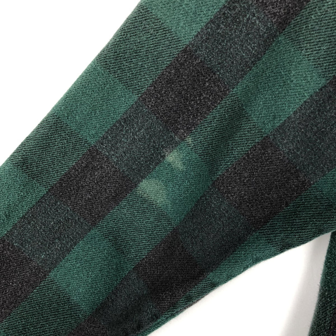 90'S Five Brother Buffalo Check Long-Sleeve Heavy Flannel Check Shirt, Men's Size XL (approx.) unclear green type Vintage Second Hand