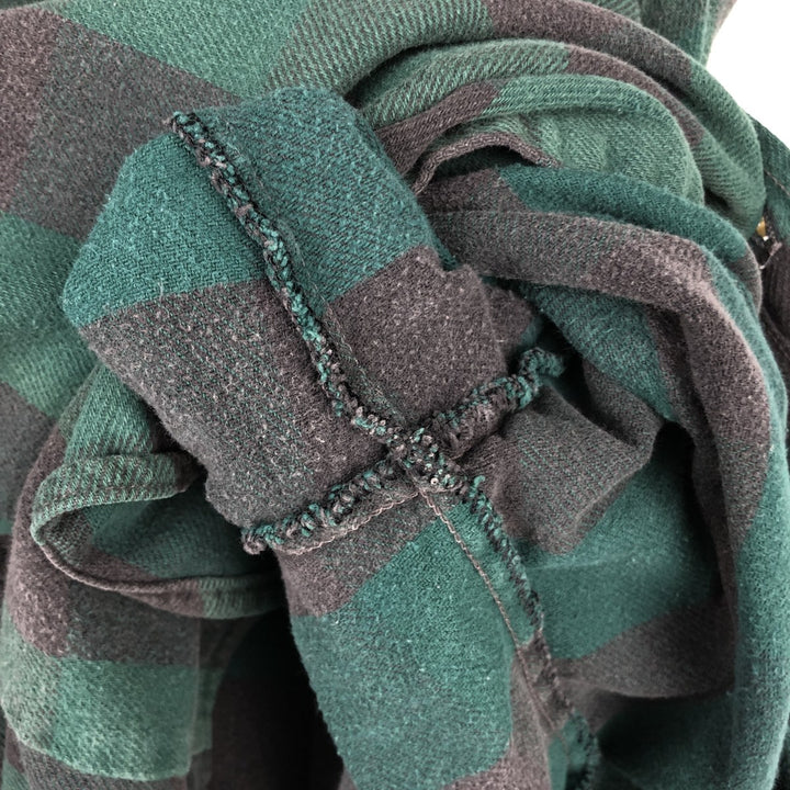 90'S Five Brother Buffalo Check Long-Sleeve Heavy Flannel Check Shirt, Men's Size XL (approx.) unclear green type Vintage Second Hand