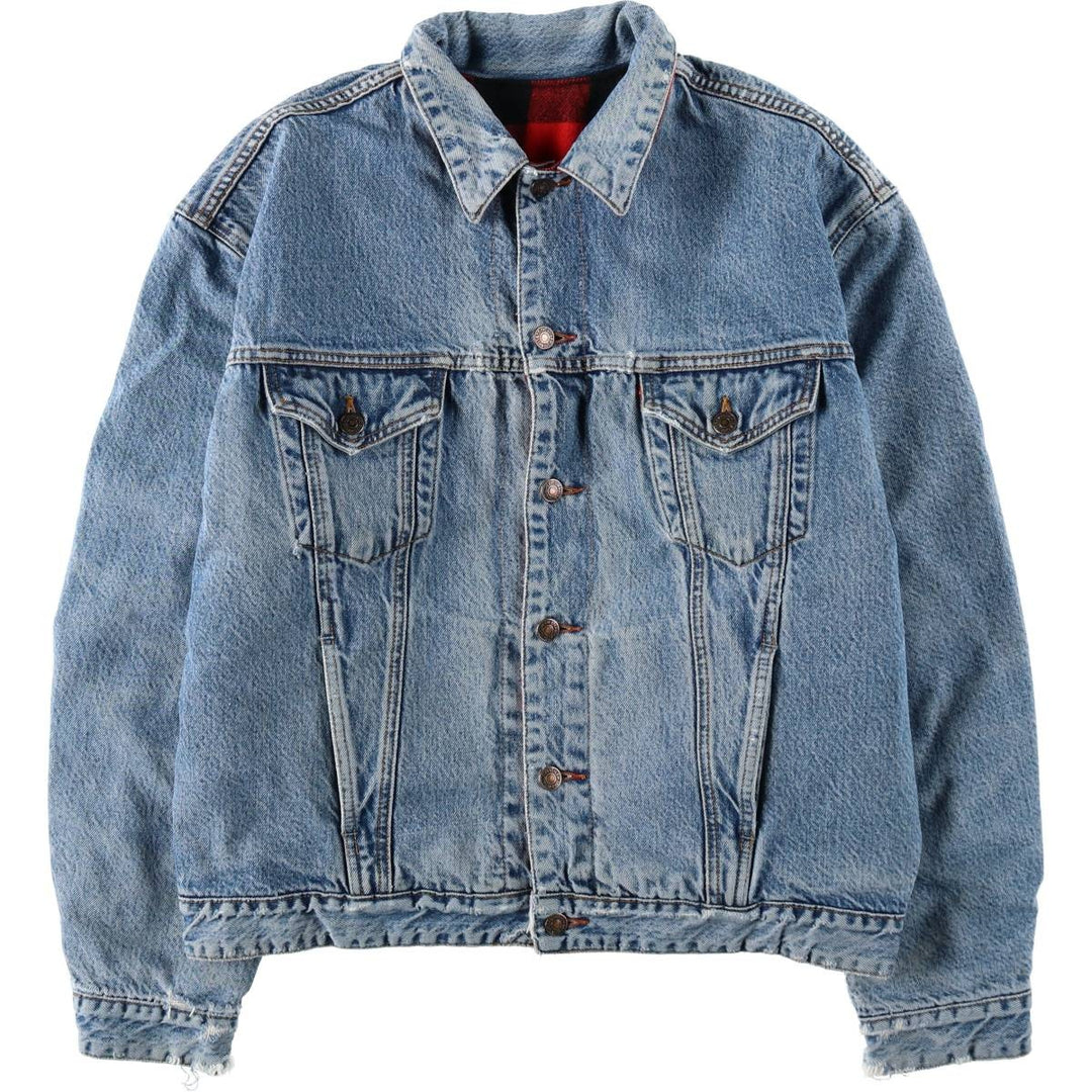 1980'S Levi's Orange Tab Reversible Buffalo Check Denim Jacket (Men's XXL equivalent) unclear blue type Vintage Second Hand