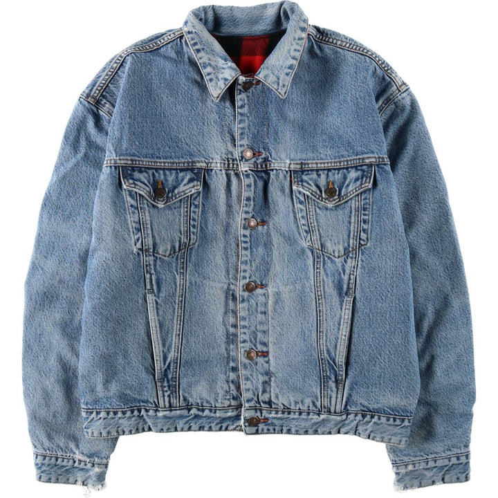 1980'S Levi's Orange Tab Reversible Buffalo Check Denim Jacket (Men's XXL equivalent) unclear blue type Vintage Second Hand