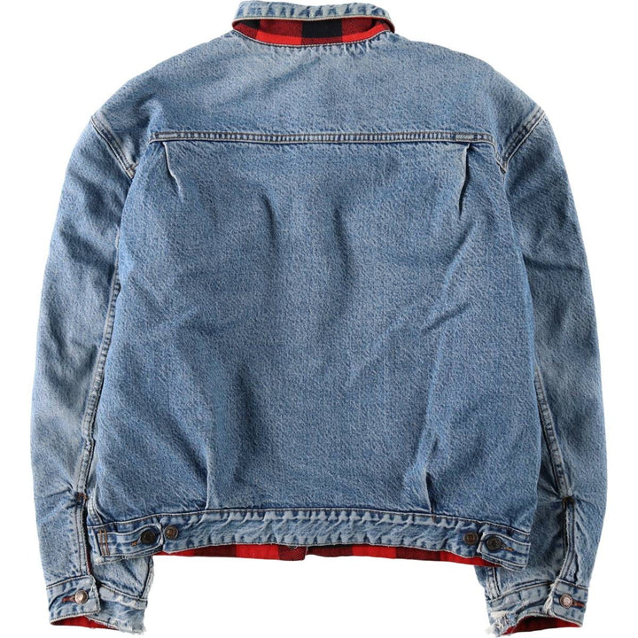 1980'S Levi's Orange Tab Reversible Buffalo Check Denim Jacket (Men's XXL equivalent) unclear blue type Vintage Second Hand