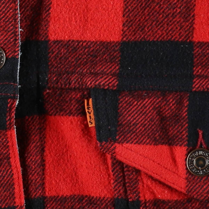 1980'S Levi's Orange Tab Reversible Buffalo Check Denim Jacket (Men's XXL equivalent) unclear blue type Vintage Second Hand
