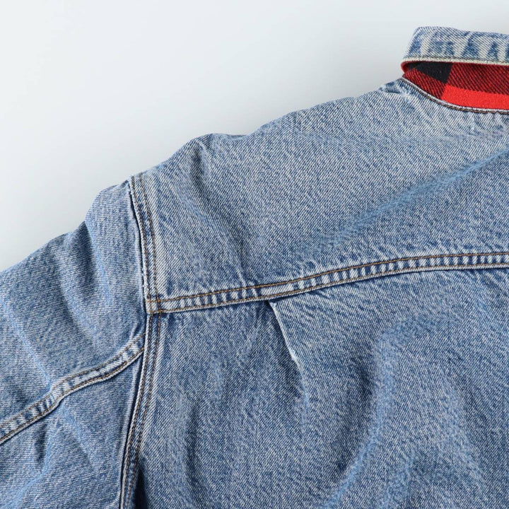 1980'S Levi's Orange Tab Reversible Buffalo Check Denim Jacket (Men's XXL equivalent) unclear blue type Vintage Second Hand