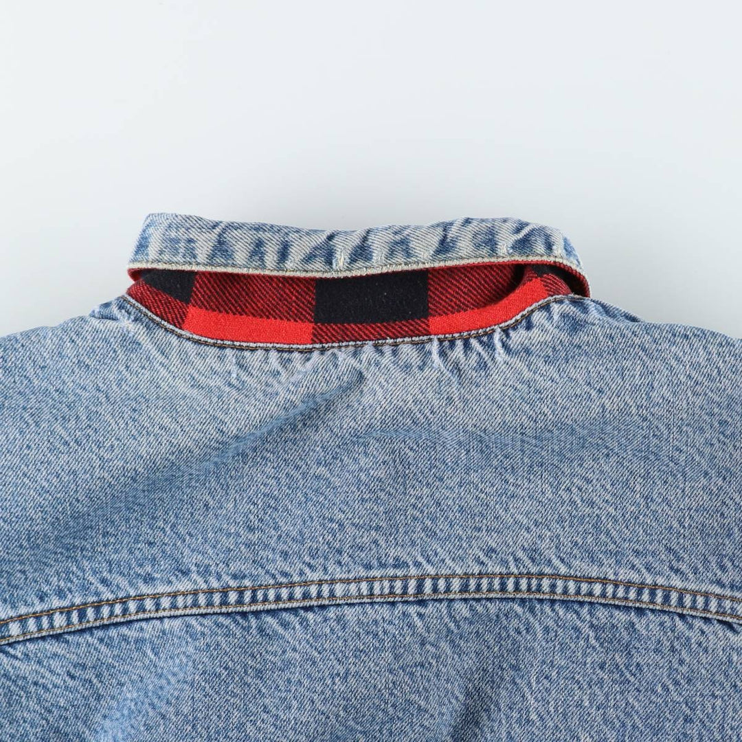 1980'S Levi's Orange Tab Reversible Buffalo Check Denim Jacket (Men's XXL equivalent) unclear blue type Vintage Second Hand