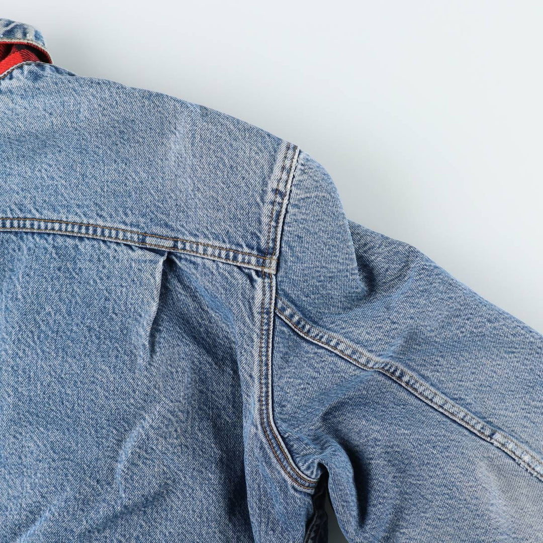 1980'S Levi's Orange Tab Reversible Buffalo Check Denim Jacket (Men's XXL equivalent) unclear blue type Vintage Second Hand