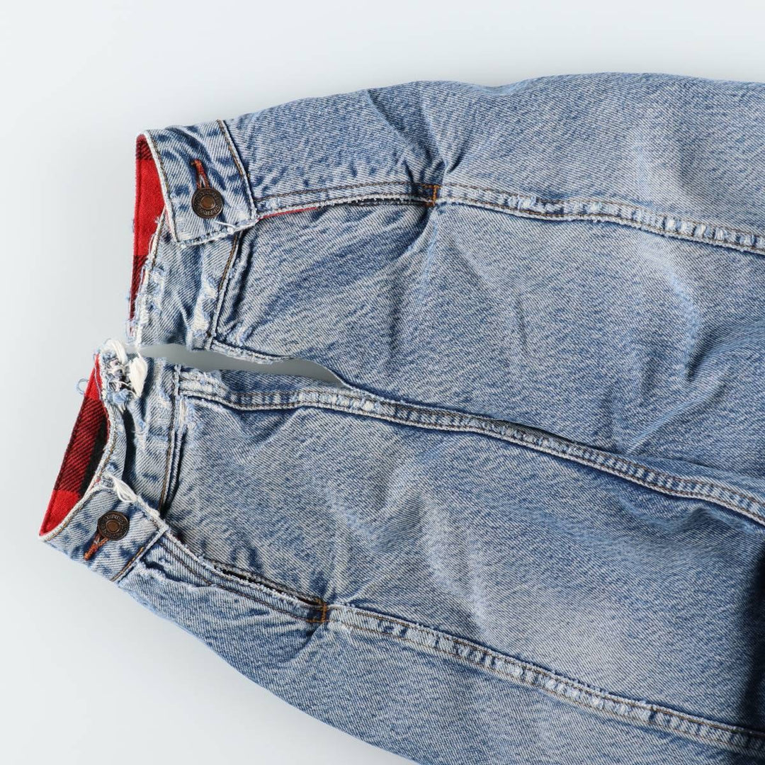 1980'S Levi's Orange Tab Reversible Buffalo Check Denim Jacket (Men's XXL equivalent) unclear blue type Vintage Second Hand