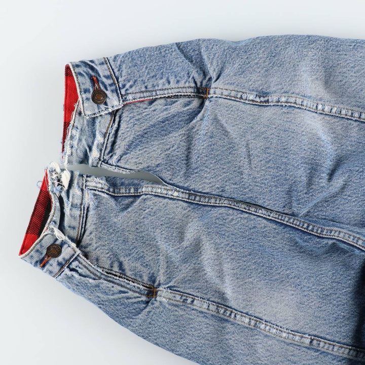 1980'S Levi's Orange Tab Reversible Buffalo Check Denim Jacket (Men's XXL equivalent) unclear blue type Vintage Second Hand