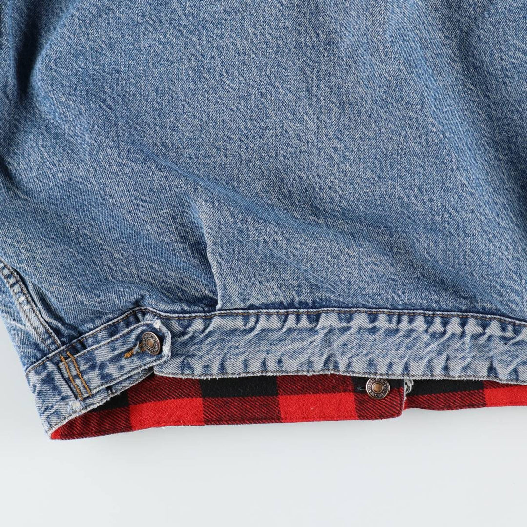 1980'S Levi's Orange Tab Reversible Buffalo Check Denim Jacket (Men's XXL equivalent) unclear blue type Vintage Second Hand