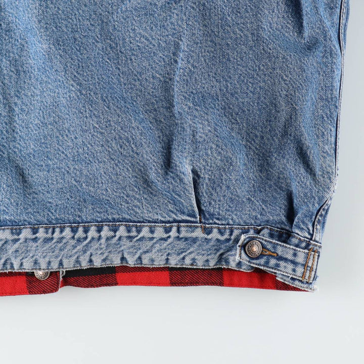 1980'S Levi's Orange Tab Reversible Buffalo Check Denim Jacket (Men's XXL equivalent) unclear blue type Vintage Second Hand