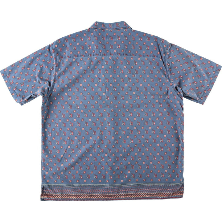 Ralph Lauren POLO JEANS COMPANY all-over print short-sleeved open-collar cotton shirt, boxy fit, men's size XXL equivalent. cotton Navy blue Vintage Second Hand