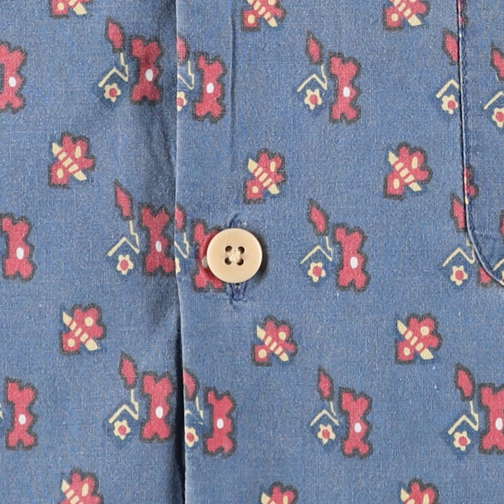 Ralph Lauren POLO JEANS COMPANY all-over print short-sleeved open-collar cotton shirt, boxy fit, men's size XXL equivalent. cotton Navy blue Vintage Second Hand