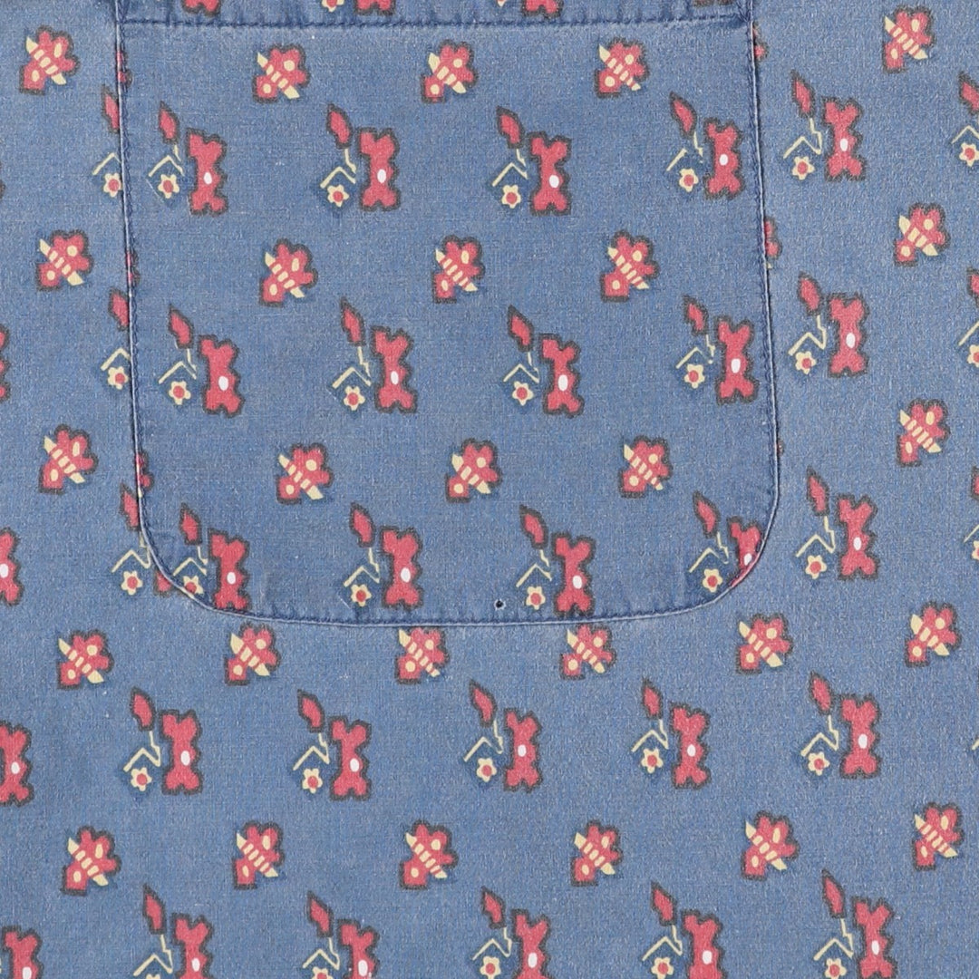 Ralph Lauren POLO JEANS COMPANY all-over print short-sleeved open-collar cotton shirt, boxy fit, men's size XXL equivalent. cotton Navy blue Vintage Second Hand