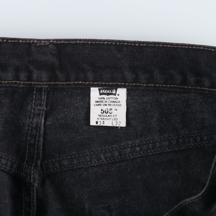 2000'S Levi's 505 Regular Fit Straight Leg Black Denim Tapered Denim Pants, Made in Canada, Men's Size W34 cotton black type Vintage Second Hand