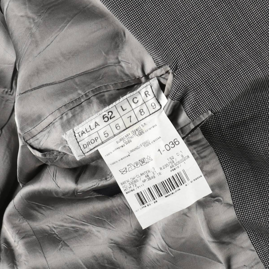 Burberry's London wool tailored jacket, men's size L (approx.) wool gray type Vintage Second Hand